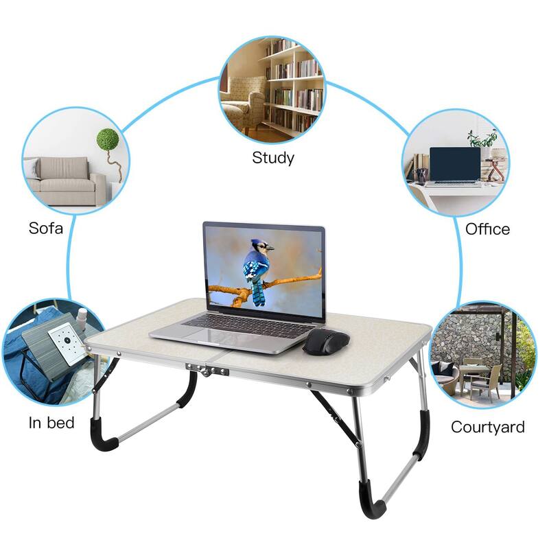 Adjustable Foldable Laptop Stand for Bed or Sofa Lightweight Desk with Rubber Handles