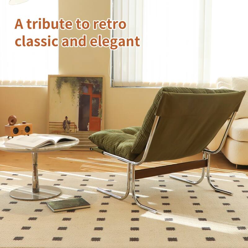 Modern Upholstered Accent Chair with Chrome Metal Frame for Living Room & Office