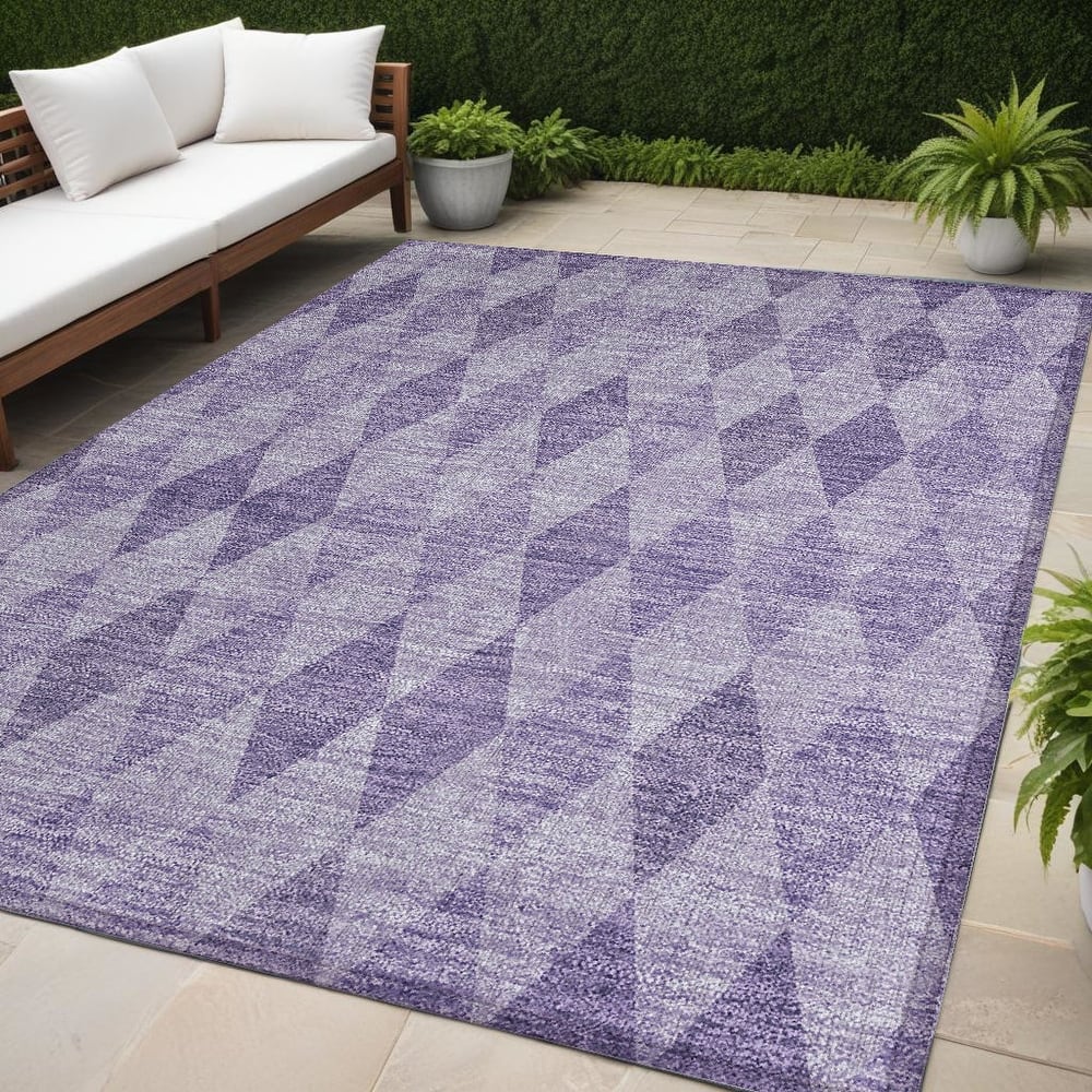 Mafi Modern Geometric Weather Resistant Blended Style Outdoor Rug