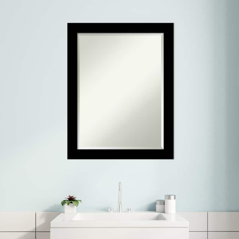 Brushed Beveled Framed Bathroom Vanity Wall Mirror - Brushed Black