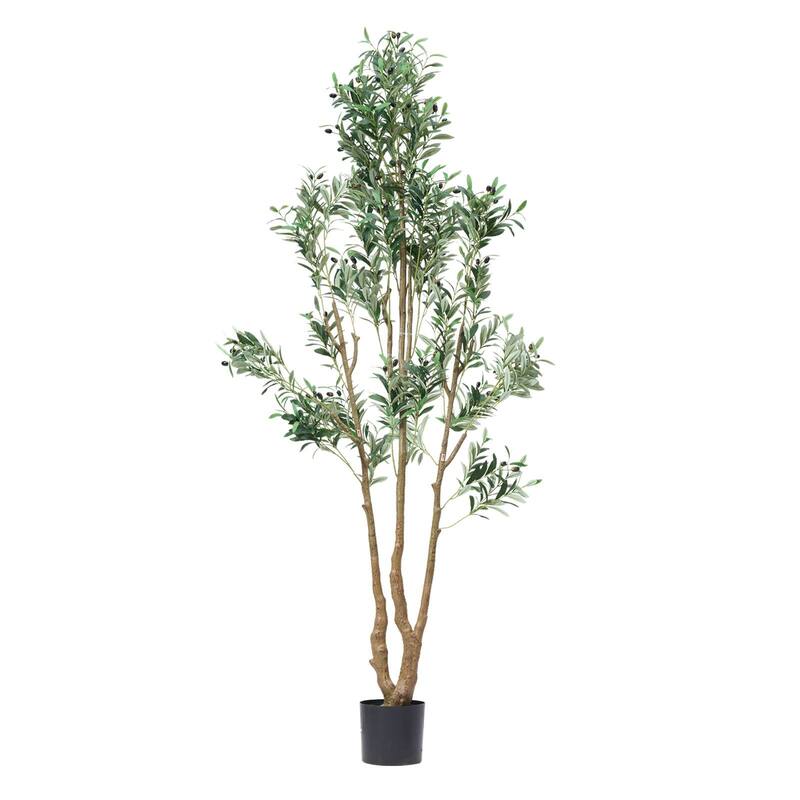 7 ft Artificial Olive Tree with Flexible Branches and Sturdy Base for Home or Office Decoration - 35.43 x 42.13 x 84.65 in