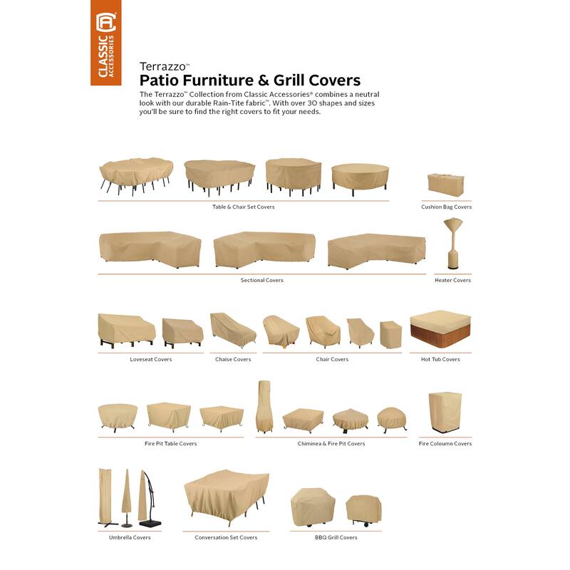 Classic Accessories Terrazzo Patio Bench/Loveseat Cover - All Weather Protection Outdoor Furniture Cover