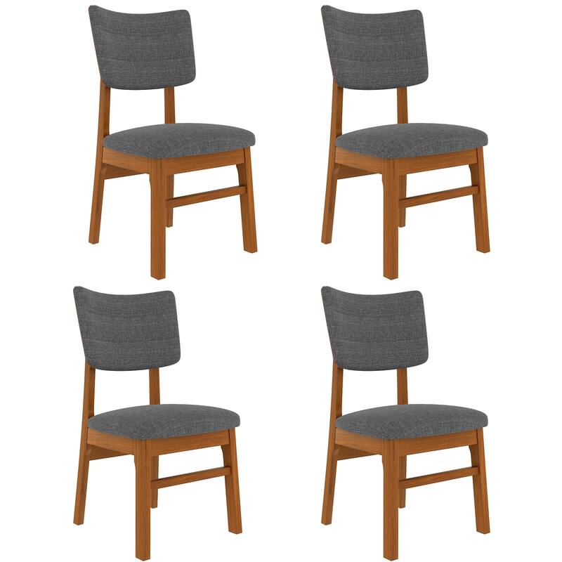 Modern 4 Piece Linen Solid Wood Armless Dining Chair with Cushion, Curved Backrest for Dining Room Kitchen Bedroom Living Room