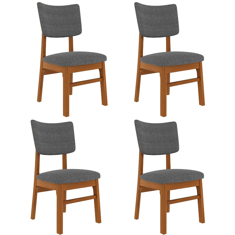Upholstered Dining Chairs Set of 4, Armless Dining Chairs with Rubberwood Frame and Curved Backrest for Dining Room