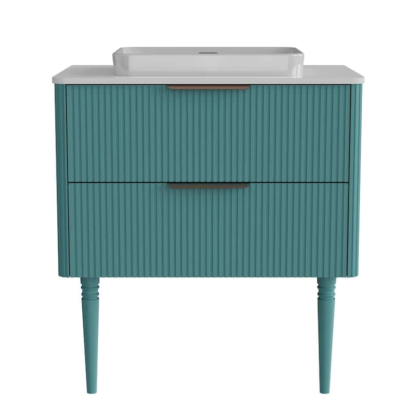 GDFStudio - Elena Freestanding 30" Bathroom Vanity with Ceramic Sink and Soft-Close Drawers