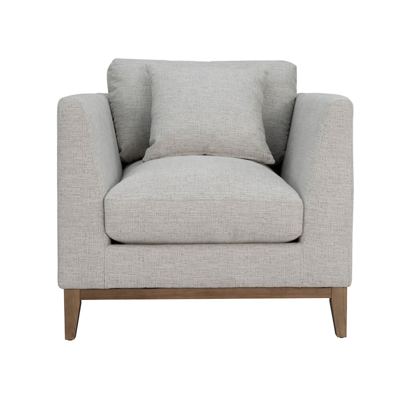 Plush Upholstered Club Chair, Woven Tweed Neutral