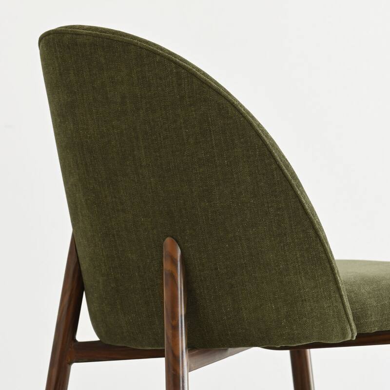 Modern Dining Set with Walnut Look Table and Upholstered Chairs for 4