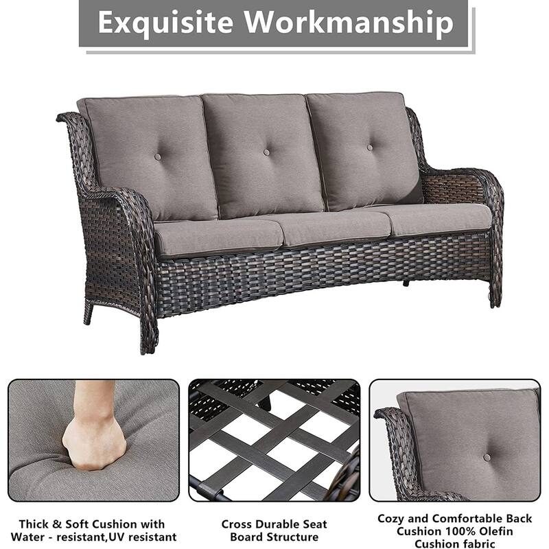 Gymojoy 5-Piece Outdoor Patio Sofa Chair with Ottoman Furniture Set