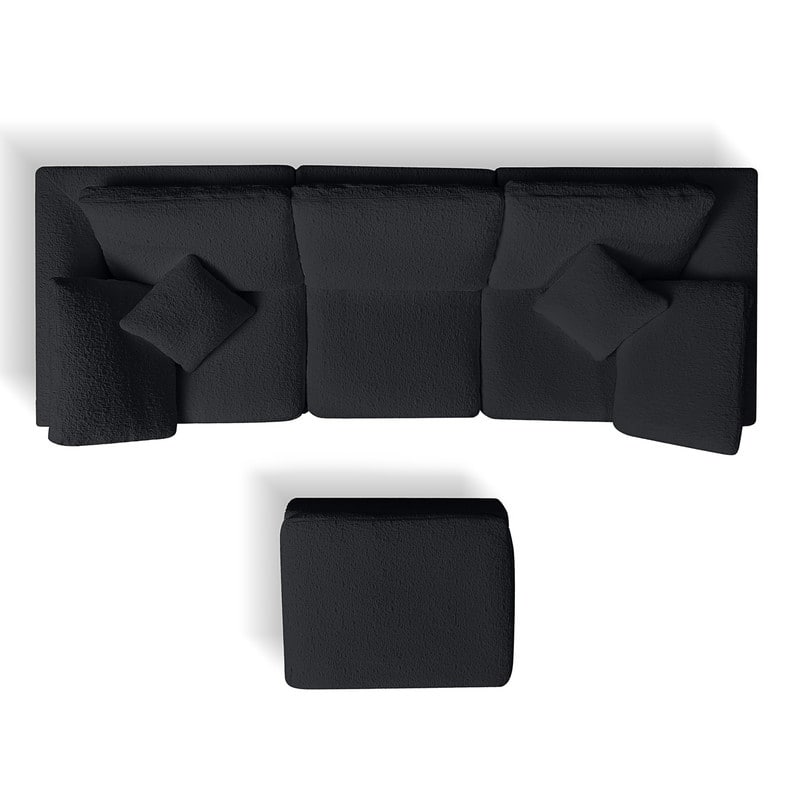 110" Modular L-Shape Cloud Sectional Sofa with Ottoman, 7 Pillows & Non-Slip Design