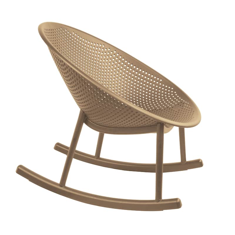 Mid-Century Modern Plastic Rocking Lounge Chair Plastic Legs with Breathable Perforated Egg Shaped Seat for Indoor/Outdoor Use