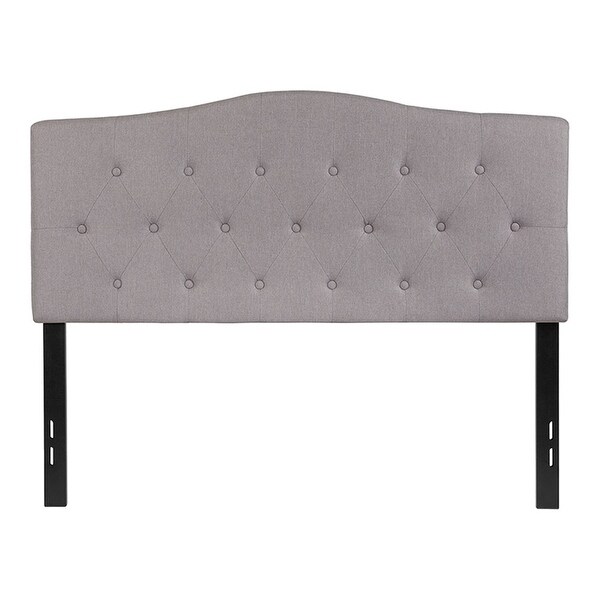 Offex Button Tufted Upholstered Full Size Panel Headboard in Light Gray Fabric
