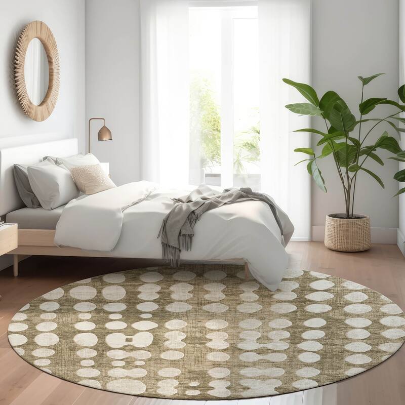 Machine Washable Indoor/ Outdoor Chantille Dots Abstract Rug