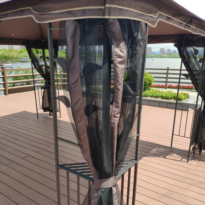 13x10 Outdoor Patio Gazebo Canopy Tent With Ventilated Double Roof And Mosquito Net