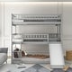 preview thumbnail 28 of 38, Full Over Full Over Full Triple Bed Convertible into 2 Full Size Platform Beds and 1 Floor Bed, Bed Frame with Slide and Ladder Grey - Full