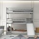 preview thumbnail 2 of 13, Triple Full Bunk Bed with Slide, Ladder & Guardrails - Safe & Spacious