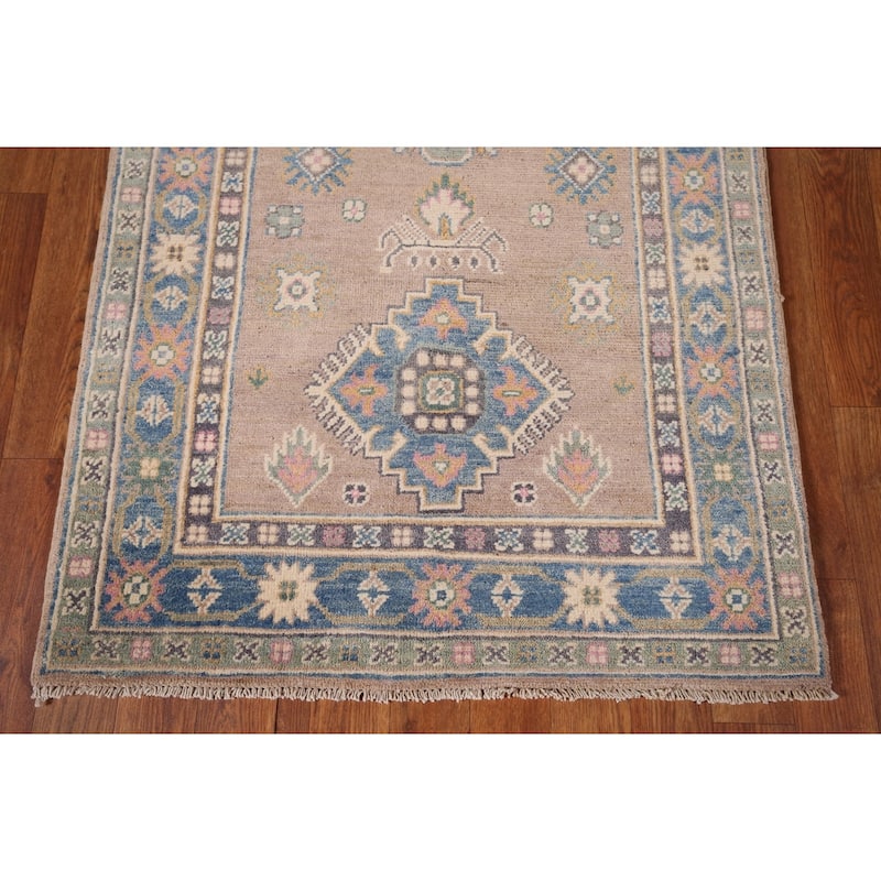 Traditional Brown Kazak Runner Rug Hand-Knotted Wool Carpet - 2'10" x 9'5"