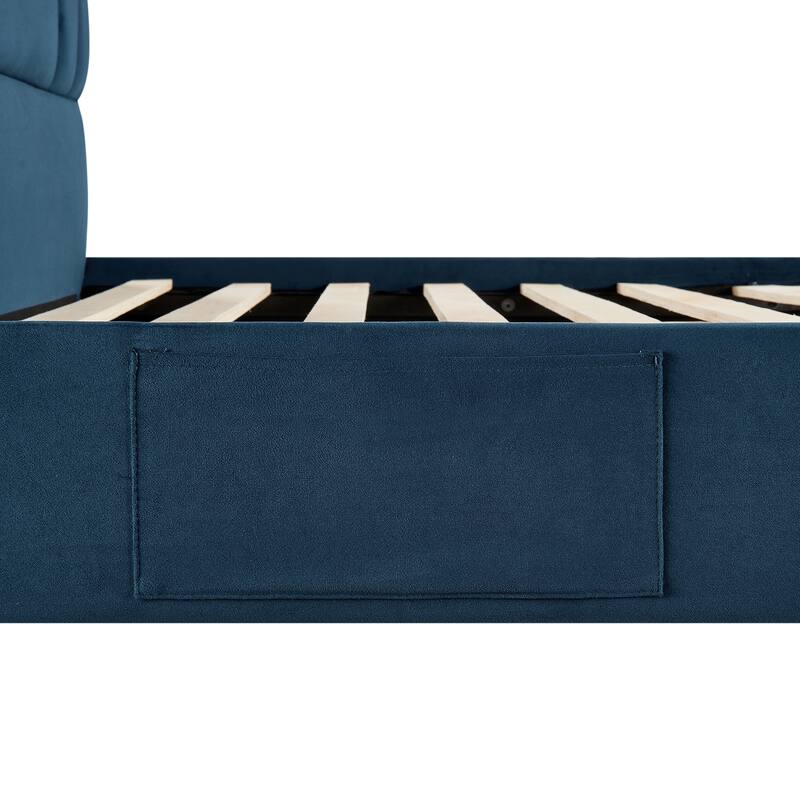 Studio Living Ashton Queen Upholstered Bed in Velvet Fabric