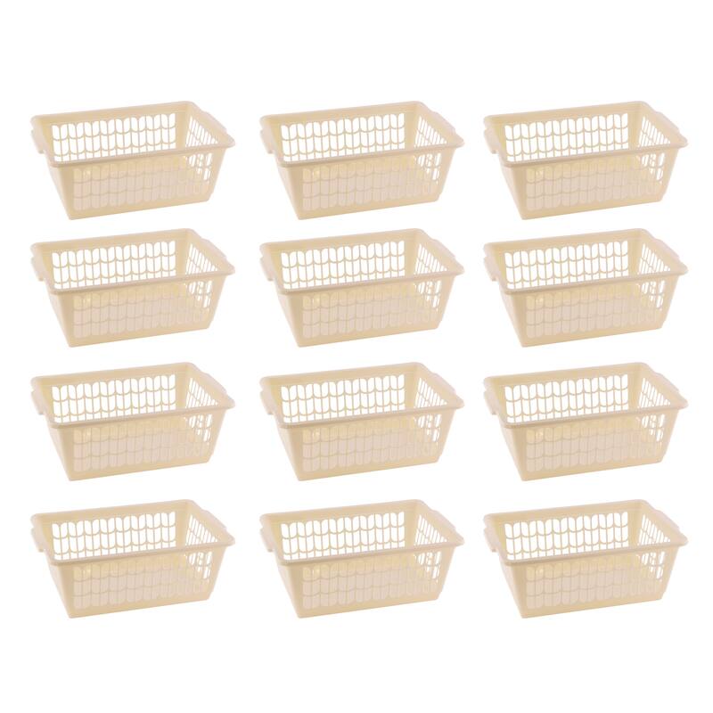 Small Plastic Storage Basket for Organizing Kitchen Pantry, Pack of 12 - beige