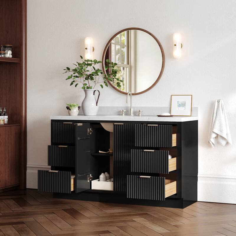 Ariel P60CQOVO Milan 60" Free Standing Single Basin Vanity Set with