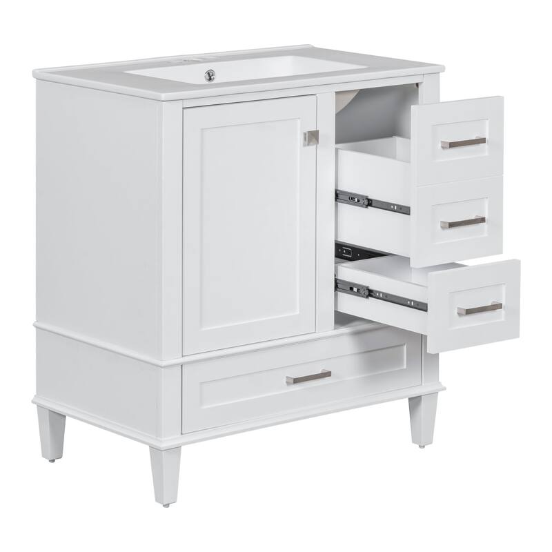 30 Inch Freestanding Bathroom Vanity Set with Integrated Ceramic Sink