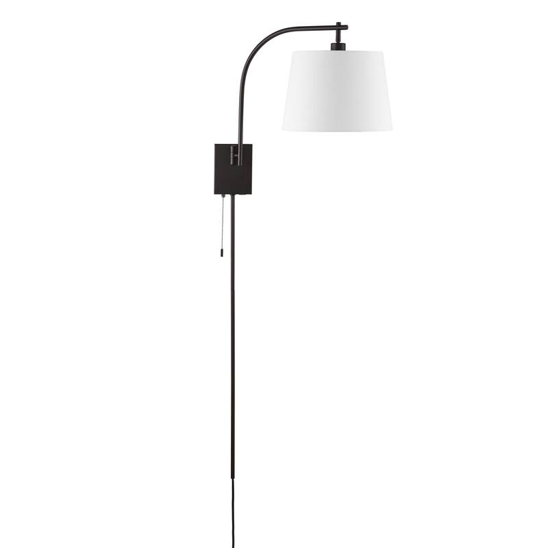 David 22.5" 1-Light Plug-In or Hardwired LED Gooseneck Swing Arm Wall Sconce with Pull-Chain and USB Charging Port by JONATHAN Y