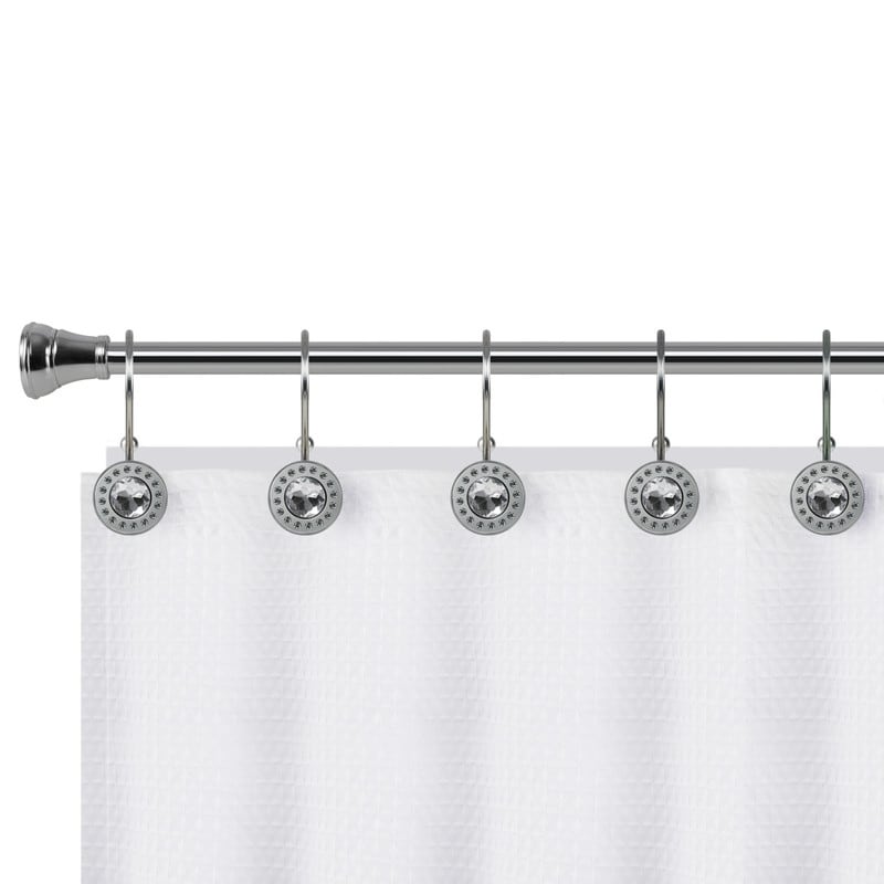 Popular Bath Octavia Resin Shower Curtain Hooks, Silver, 12 Pack