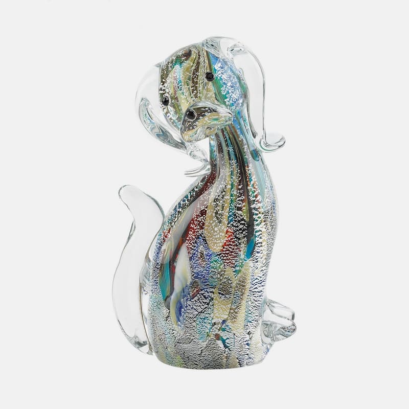 Artistic Multi-Color Dog Glass Sculpture