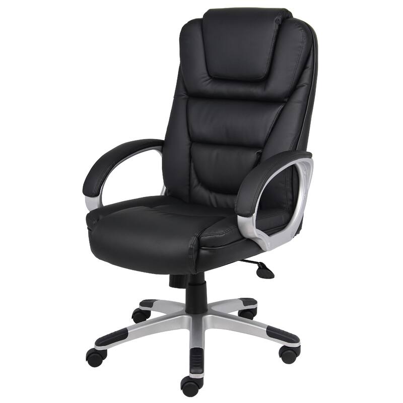 Ziko Swivel Executive Chair with Waterfall Seat, Black Faux Leather