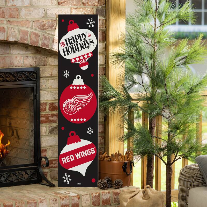 47" Double Sided Seasonal Porch Leaner, Detroit Red Wings - 47" x 11.25" - Christmas