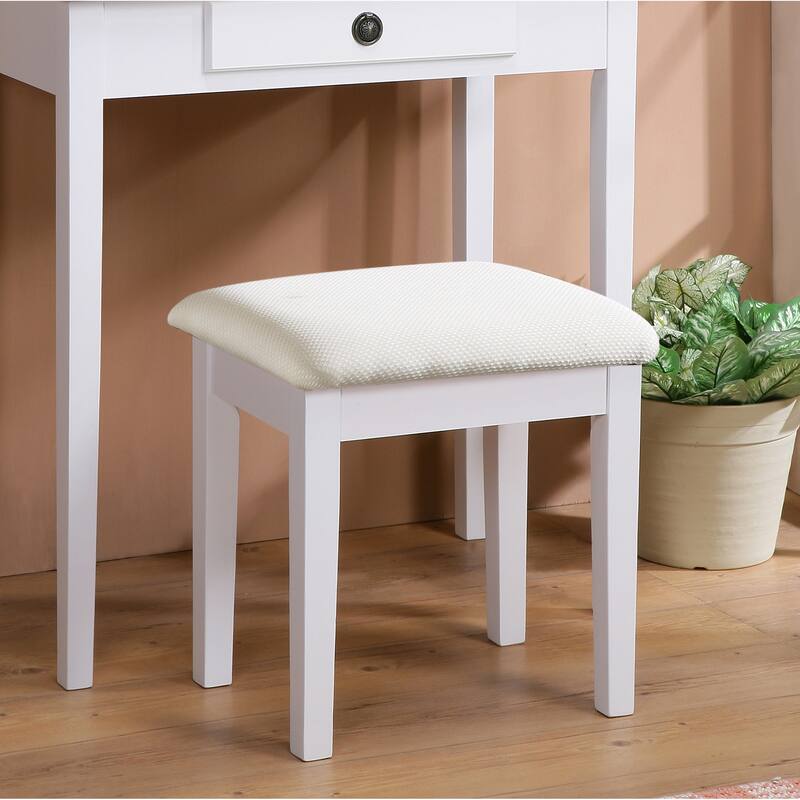 Makeup Vanity Table Stool Set with Mirror Storage Drawers