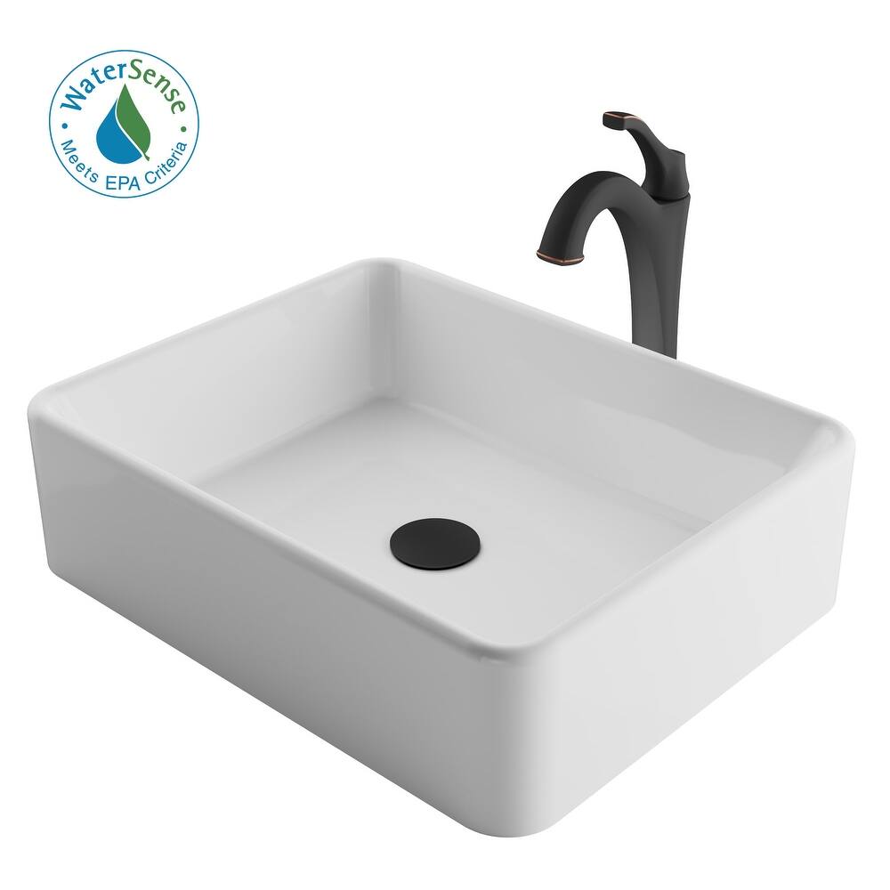 Kraus Elavo and Arlo 18-1/4" Vitreous China Vessel Bathroom Sink with