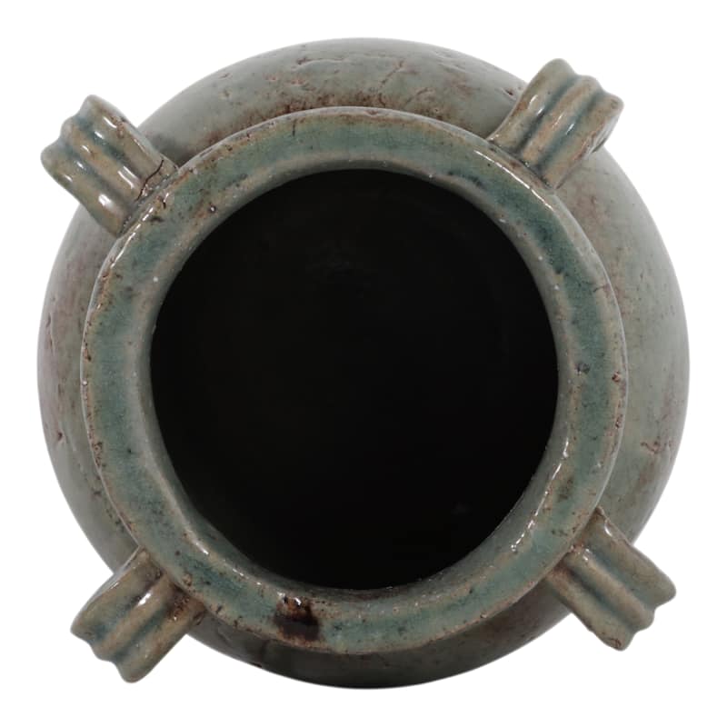 Terracotta Table Vase with Weathered Finish and Handles for Home Decor