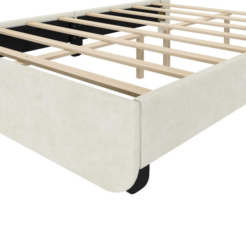 Max and Lily Full-Size Upholstered Bed with Arched Headboard