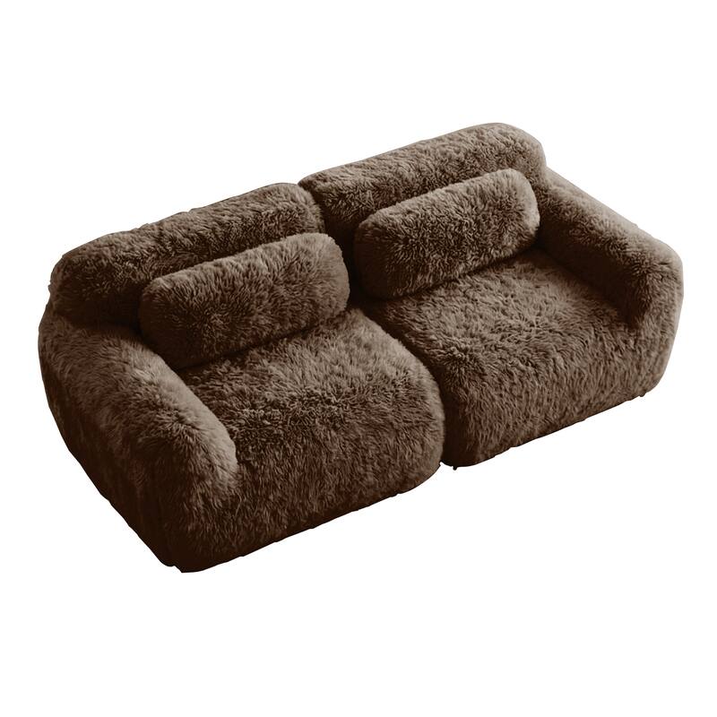Homy Casa Chocolate Plush Fabric Non-Slip Modular Floor Sofa Sectional