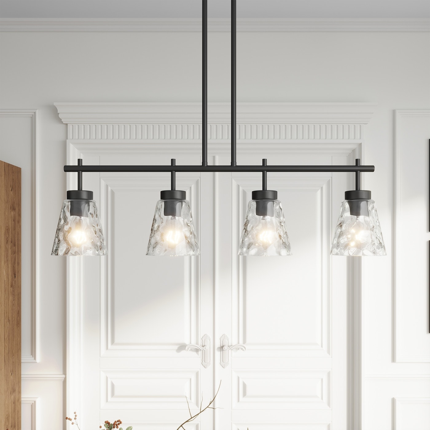 Unique Clear Water Ripple Glass Chandelier for Kitchen Island