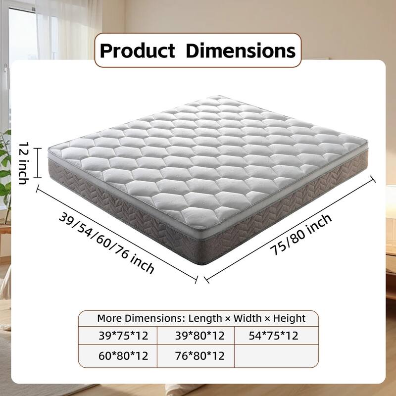 12" Mattress Full Size Hybrid Memory Foam Pocket Spring Mattresses