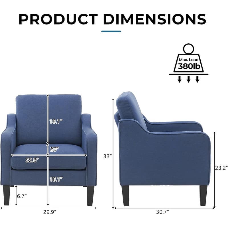 VINGLI Mid Century Modern Fabric Accent Chair