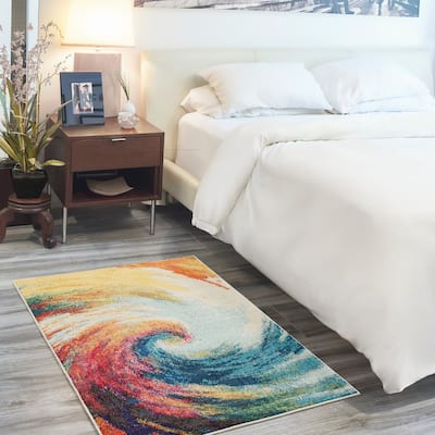 Nourison Celestial Abstract Modern Multicolored Colorful Wave Area Rug
