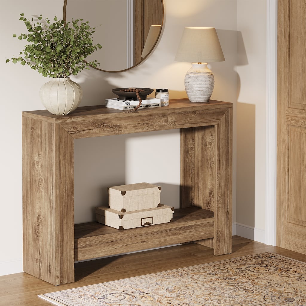 41.34-inch Rectangle Wood Console Table Simple Geometric Entryway Accent Table