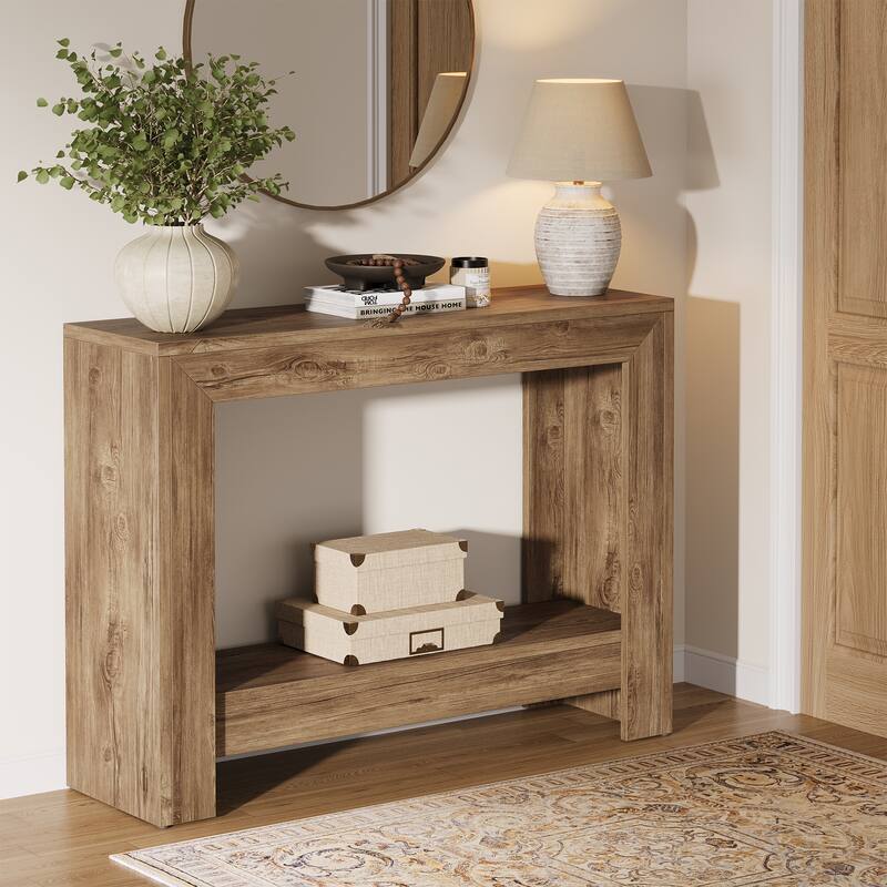 Small Industiral Wood Console Sofa Table for Entryway
