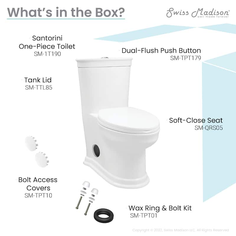 Santorini One-Piece Elongated Toilet Dual-Flush 1.1/1.6 gpf - Glossy White