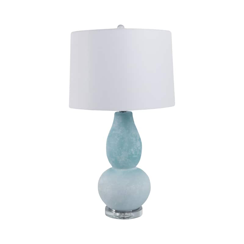 Glass Table Lamp with Crystal Base Ideal for Home Office - 29" Blue - 16" x 16" x 29"
