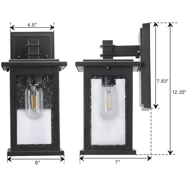 Exterior Lantern Wall Mount Light Fixture with Seeded Glass for Porch