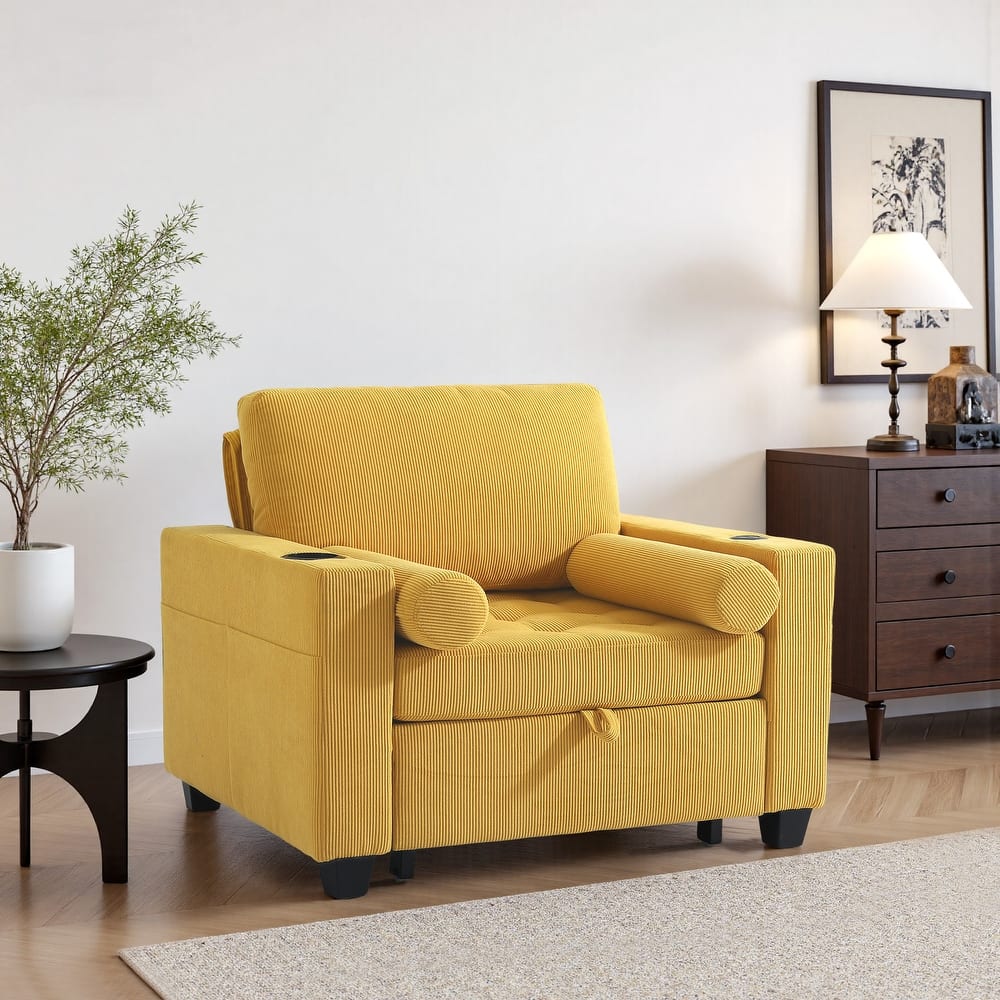 Corduroy Convertible Chair 3 in 1 Sleeper Sofa Chair Bed