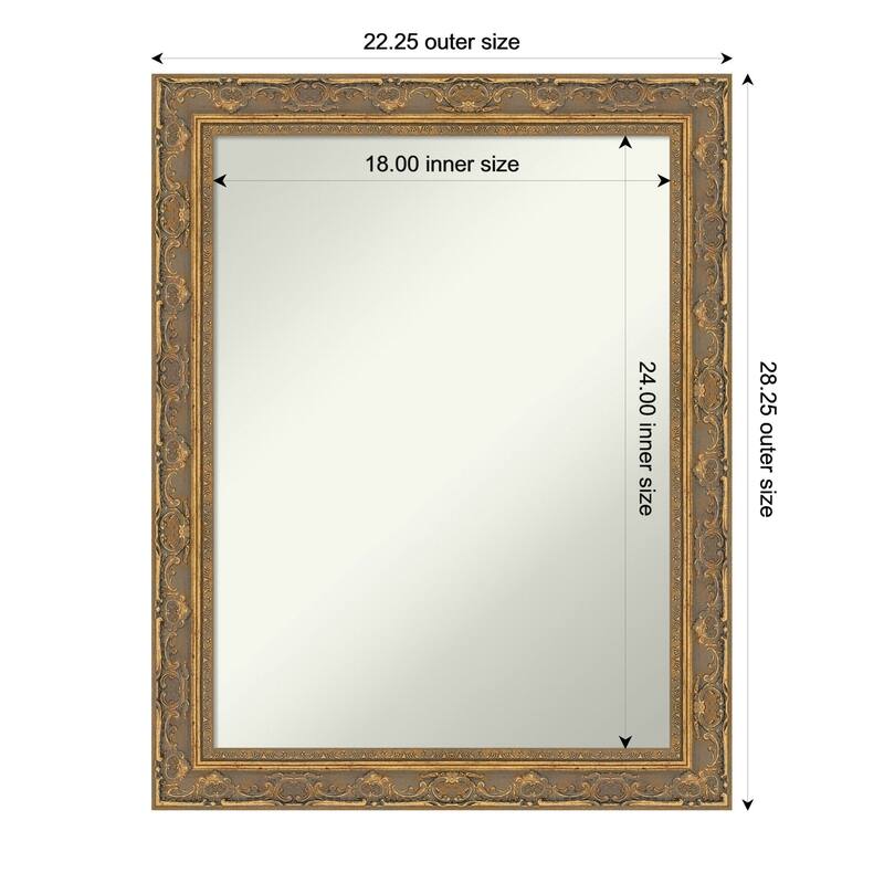 Filigree Non-Beveled Framed Wall Mirror - 22 x 28 in - Filigree Gold