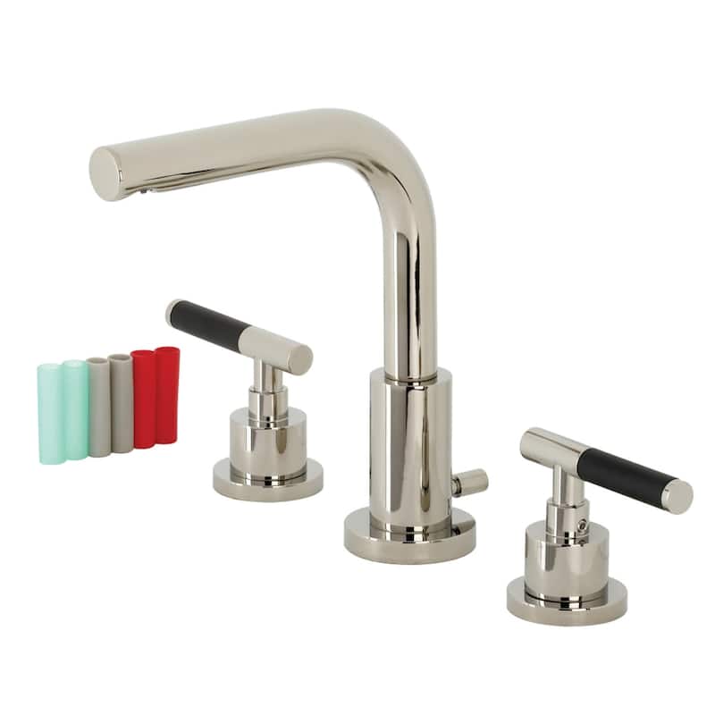 Kingston Brass Kaiser 1.2 GPM Deck Mounted Widespread Bathroom Faucet - Polished Nickel