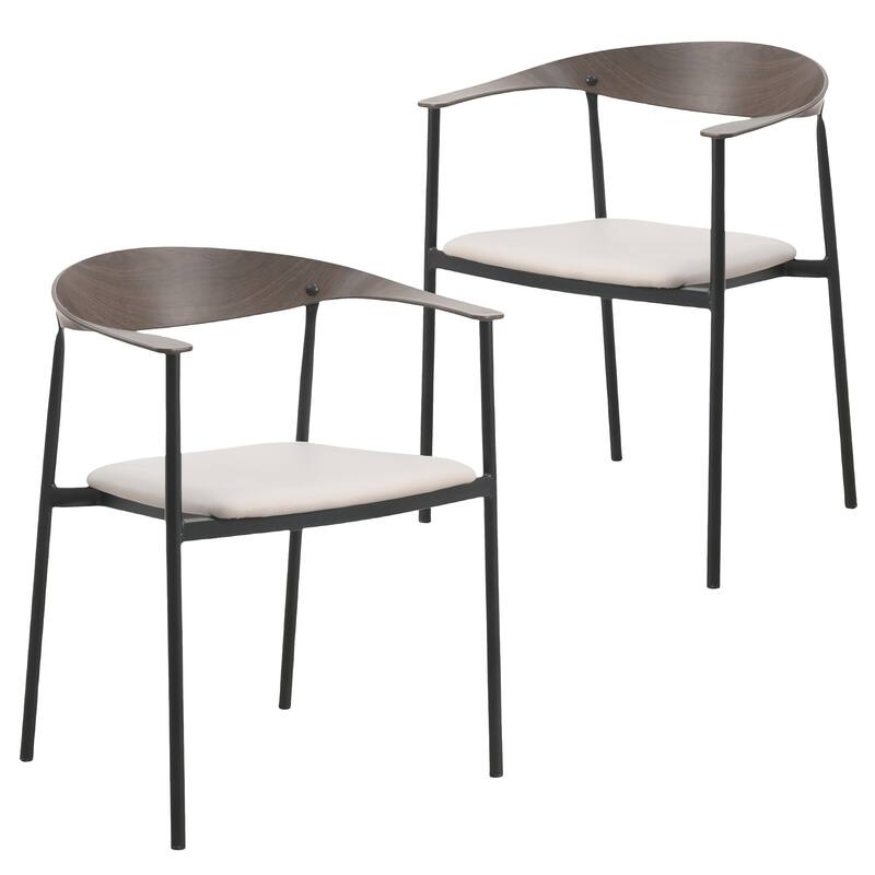 Leather Dining Chair with Stainless Steel Frame Set of 2 Kora Series - Taupe