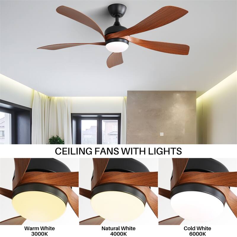 45 Inch Matte Black Ceiling Fan with Integrated Light