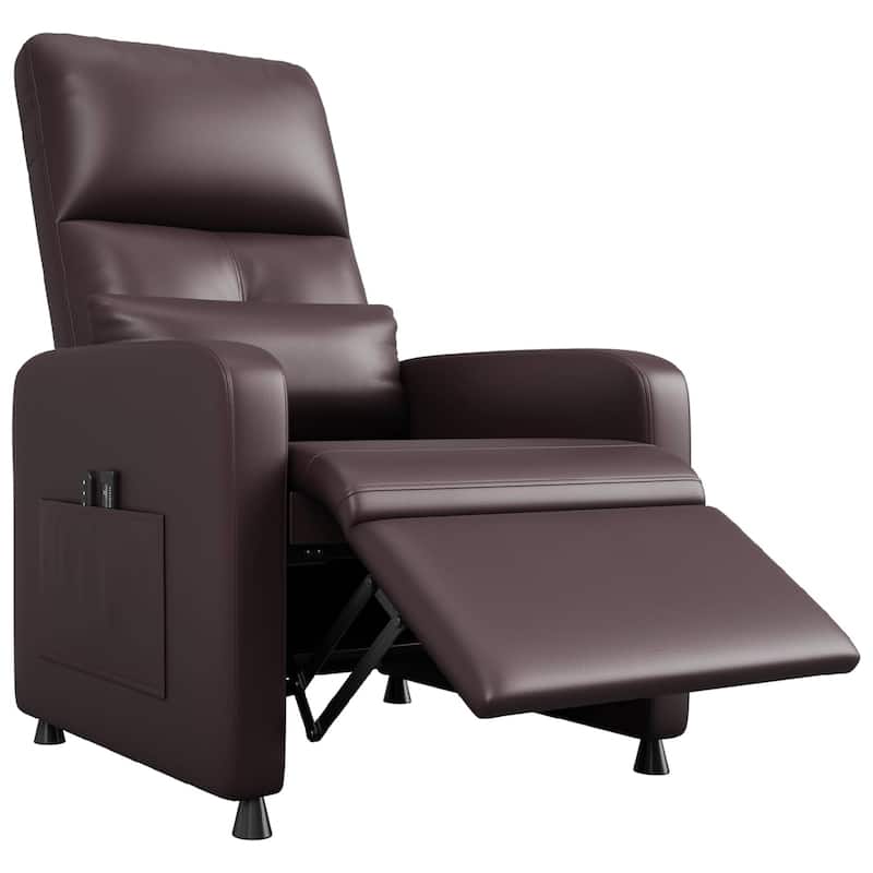 Adjustable Electric Power Recliner Chair, PU Leather Single Sofa for Living Room - Brown