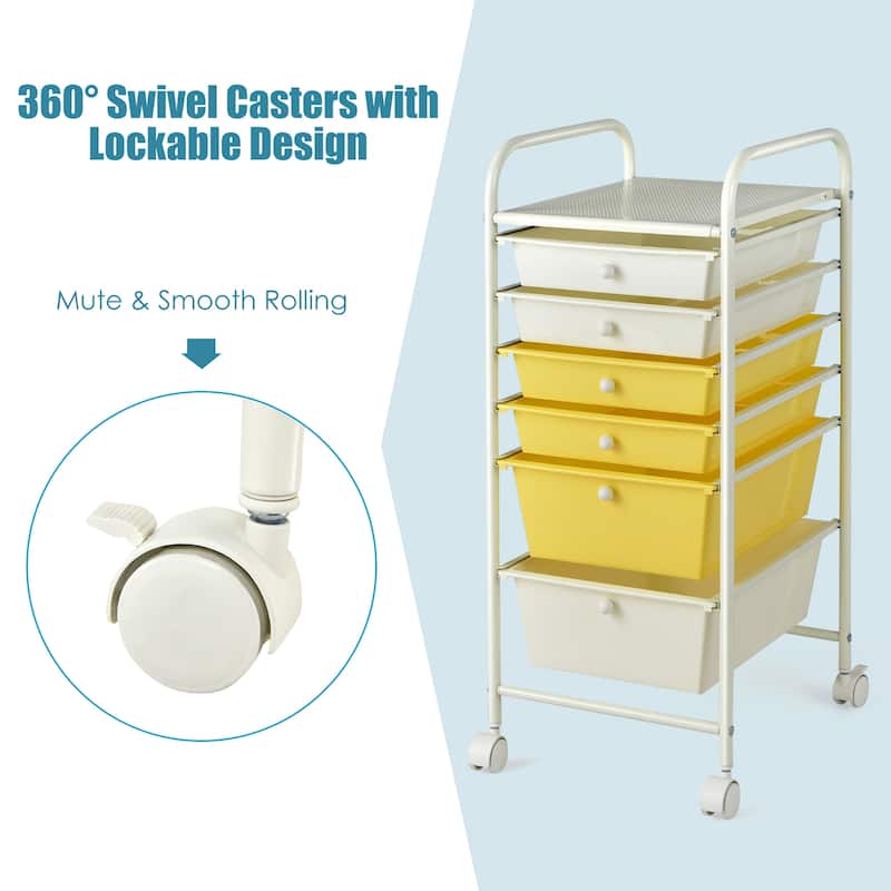 Costway 6 Drawer Rolling Storage Cart Scrapbook Paper Office Organizer - See details